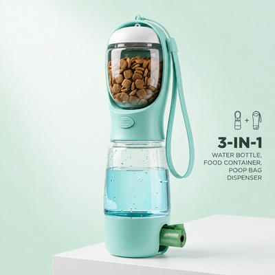 Borracce da Viaggio 3 in 1 per Cani, Distributore d'Acqua e Cibo a Prova di Perdite per Attività all'Aperto, Tazza Multifunzionale per Cani