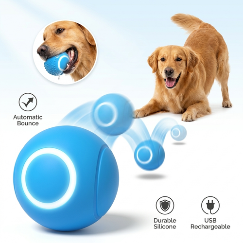 Automatic High-Bounce Rubber Bouncy Ball for Pets