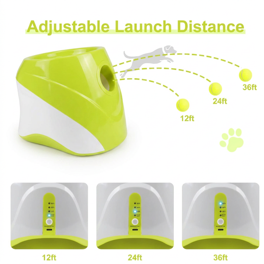 Lancia Palle per Cani, Raccogli Palle per Animali Domestici, con 3 Palline da Tennis, Distanze di Lancio Regolabili, Macchina da Pinball Giocattolo Interattivo USB per Cani, Divertente Catapulta