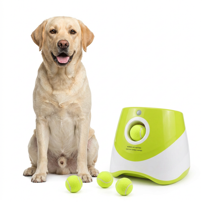 Lancia Palle per Cani, Raccogli Palle per Animali Domestici, con 3 Palline da Tennis, Distanze di Lancio Regolabili, Macchina da Pinball Giocattolo Interattivo USB per Cani, Divertente Catapulta