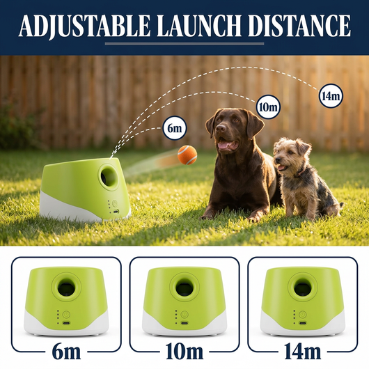 Lancia Palle per Cani, Raccogli Palle per Animali Domestici, con 3 Palline da Tennis, Distanze di Lancio Regolabili, Macchina da Pinball Giocattolo Interattivo USB per Cani, Divertente Catapulta