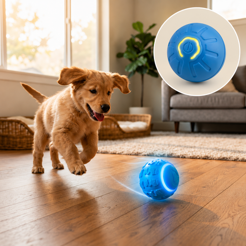 Automatic High-Bounce Rubber Bouncy Ball for Pets