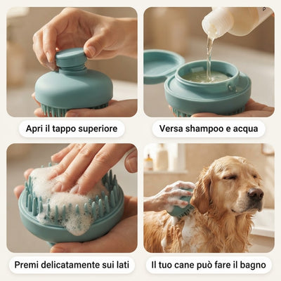 2-in-1 Pet Bath & Grooming Brush with Built-in Shampoo Dispenser