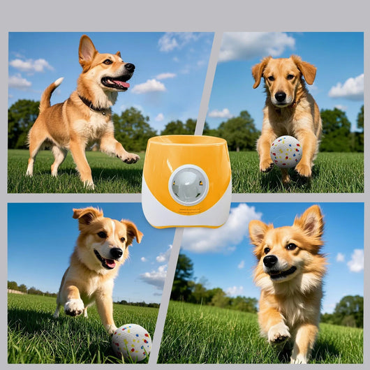 Dog Ball Launcher, Pet Ball Retriever, Comes with 3 Tennis Balls, Adjustable Launch Distances, USB Charging Pet Dogs Chase Toy Pinball Machine, Fun Interactive Throw Catapult