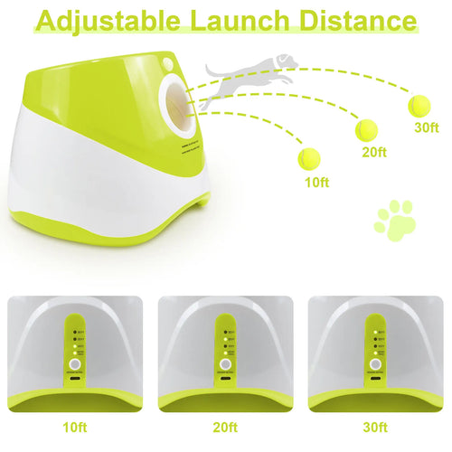 Dog Ball Launcher, Pet Ball Retriever, Comes with 3 Tennis Balls, Adjustable Launch Distances, USB Charging Pet Dogs Chase Toy Pinball Machine, Fun Interactive Throw Catapult