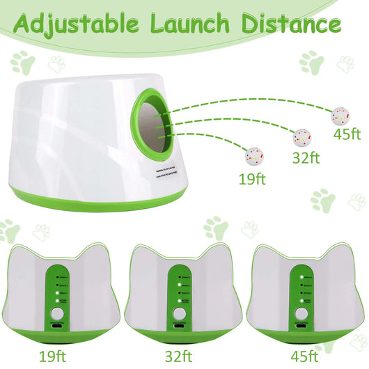 Dog Ball Launcher, Pet Ball Retriever, Comes with 3 Tennis Balls, Adjustable Launch Distances, USB Charging Pet Dogs Chase Toy Pinball Machine, Fun Interactive Throw Catapult