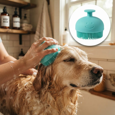 2-in-1 Pet Bath & Grooming Brush with Built-in Shampoo Dispenser