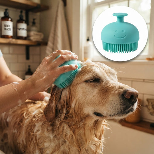 2-in-1 Pet Bath & Grooming Brush with Built-in Shampoo Dispenser