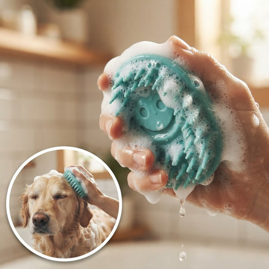 2-in-1 Pet Bath & Grooming Brush with Built-in Shampoo Dispenser
