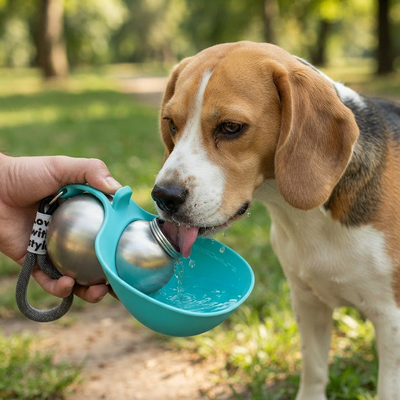 2-in-1 Portable Dog Water Bottle for Small Dogs - Leak-Proof Stainless Steel & Silicone Compact Travel Flask