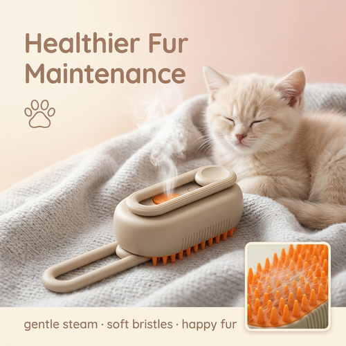 Spazzola a vapore per animali domestici, gatti e cani, spazzola per la pulizia a vapore, spray, massaggio, pettine di bellezza 3 in 1, depilazione, forniture per la cura, accessori per animali domestici, pettine